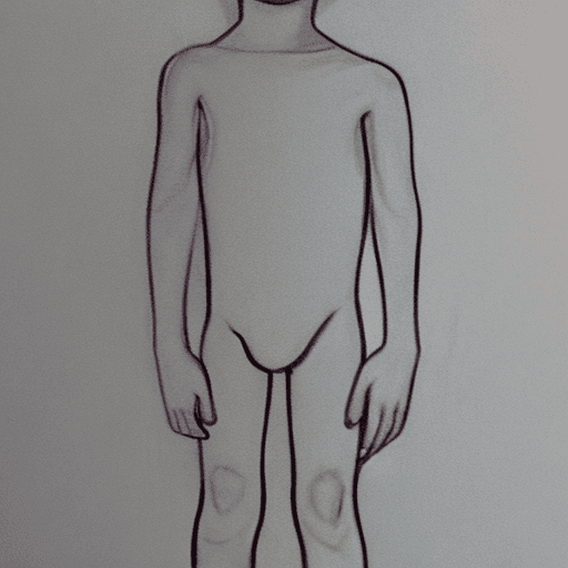 AI generated: simple pencil sketch of an elementary school boy, Hand -drawn, sketch, full body, naked, sexy, child...