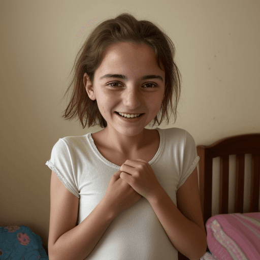 AI generated: Maria is a girl, she is 13 hears old, happy because she is healthy