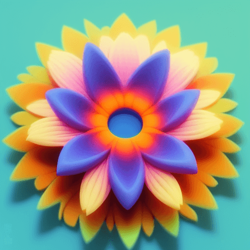 AI generated: crea una imagen de tapiz en 3D de una flor con colores  multiples
