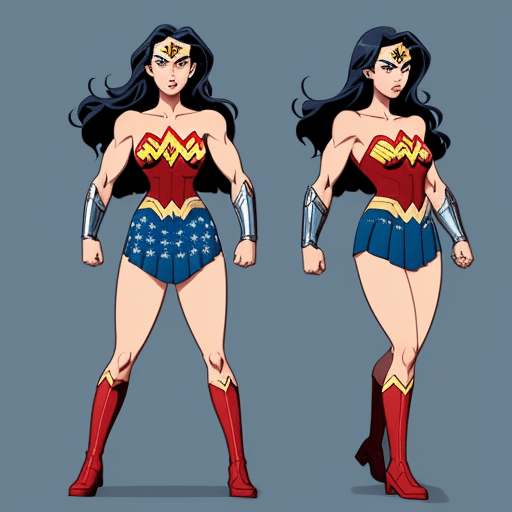 AI generated: wonder woman cartoon series, in the style of quirky character designs, navy, alastair magnaldo, full...