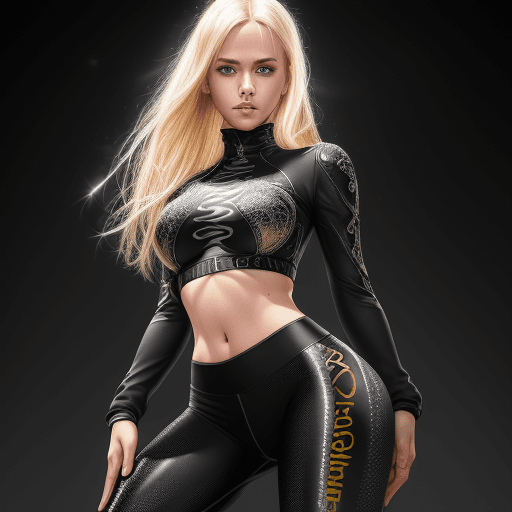 AI generated: photorealistic, ultra highly intricate detailed, blond, leggins, schwartze leggins, eng, sehr enge l...