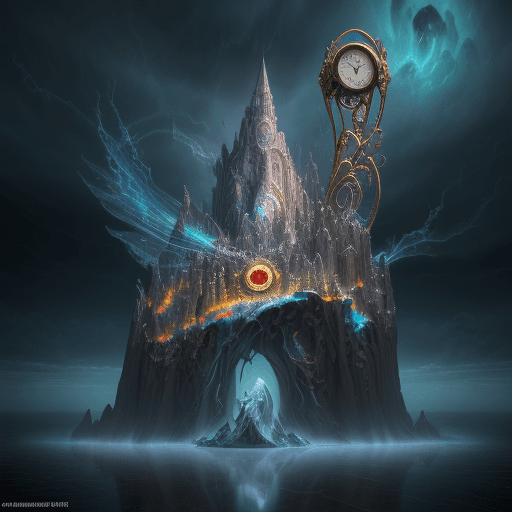 AI generated: Time flows backward as a clock melts into a Salvador Dalí-esque painting, storm night, 3d, fantasy a...