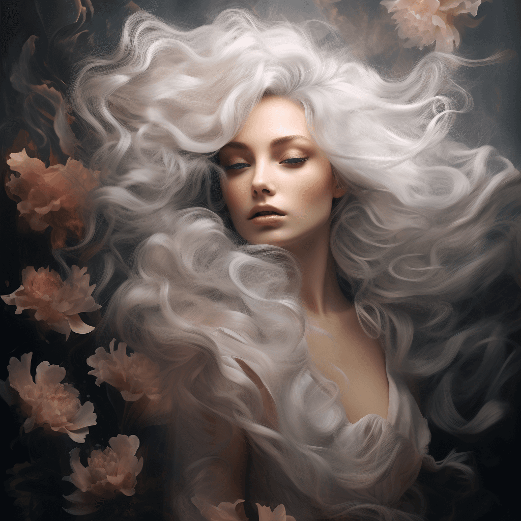 AI generated: A portrait of a woman floating in a dark void, eyes closed painterly style, masterpiece dark colors ...