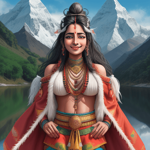 AI generated: Lord shiva himalaya hd 4k smile on face river hills traditional cloths The background is kali and ka...