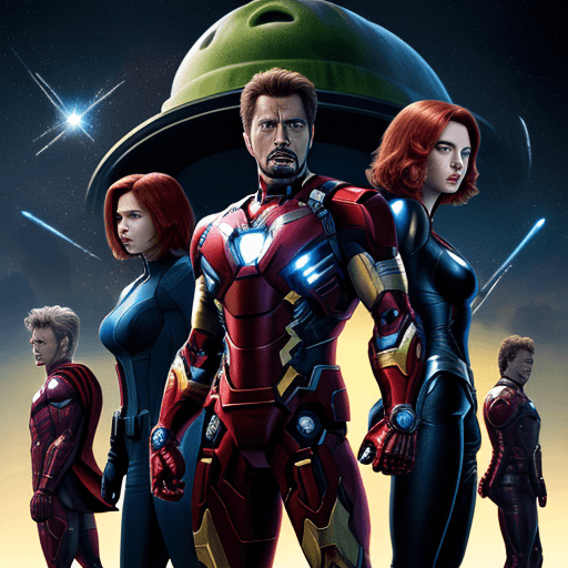 AI generated: Masterpiece, Best Quality, Alien planet with Iron Man, Captain America, Thor, Hulk, Clint Barton et ...