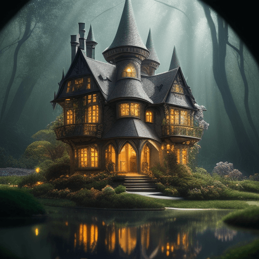 AI generated: Raw, masterpiece, a fairy tale wonderland with nature and a magical house extremely detailed house, ...