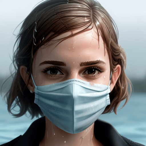 AI generated: Emma watson , covered in water