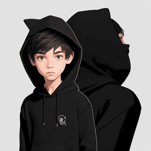 AI generated: Create, A boy character wearing black hoodie, simple, doodle, vector, design, 
