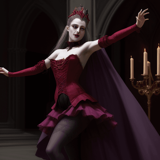 AI generated: A high definition Arundella, a Vampire gyspy dancer performs for Lord Volkov, leader of the Vampires...
