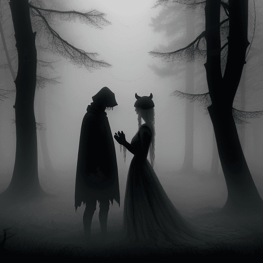 AI generated: A haunting scene in an autumnal forest, where the fog is so thick that it obscures everything beyond...