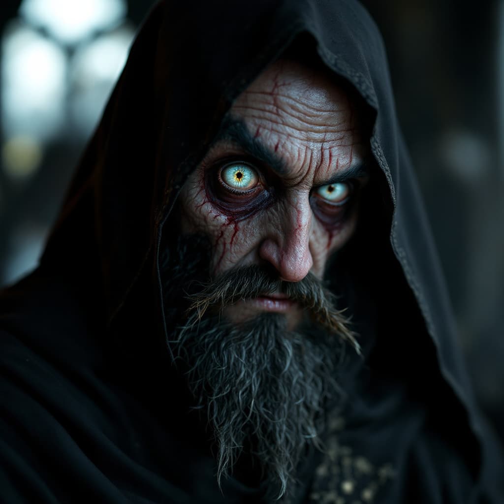 AI generated: hyper-realistic (fabled character tale1:3) from the dark kingdom, with detailed eyes, clothes are in...
