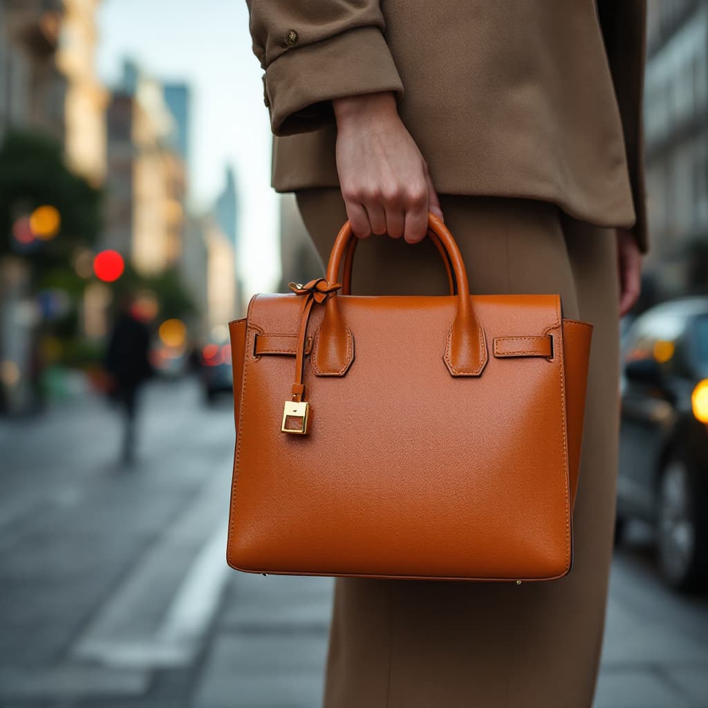 AI generated: ultra-realistic photo concept flat ladies hand bags, in the urban luxury style photography, front an...