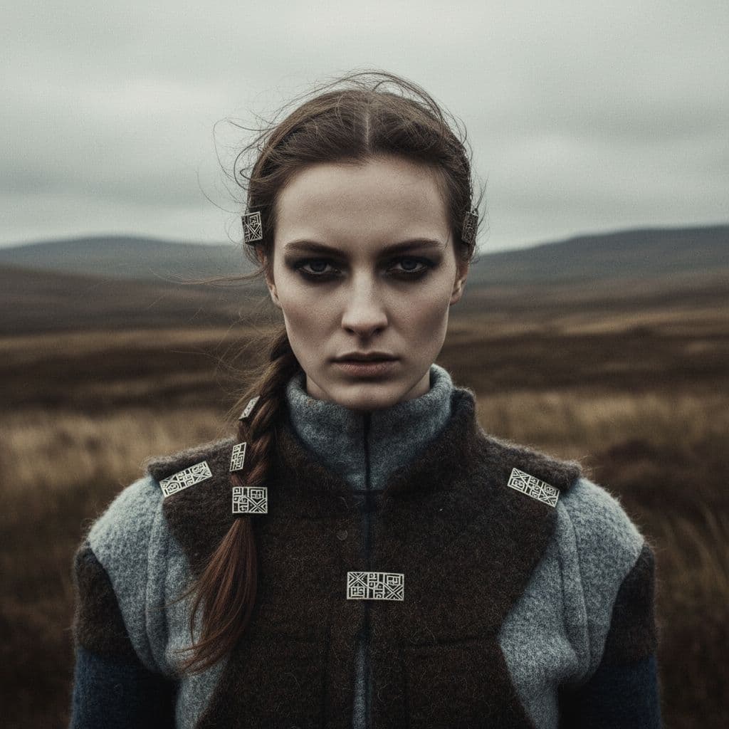 AI generated: the woman in the field is dressed for the camera, in the style of daria endresen, kris knight, scott...