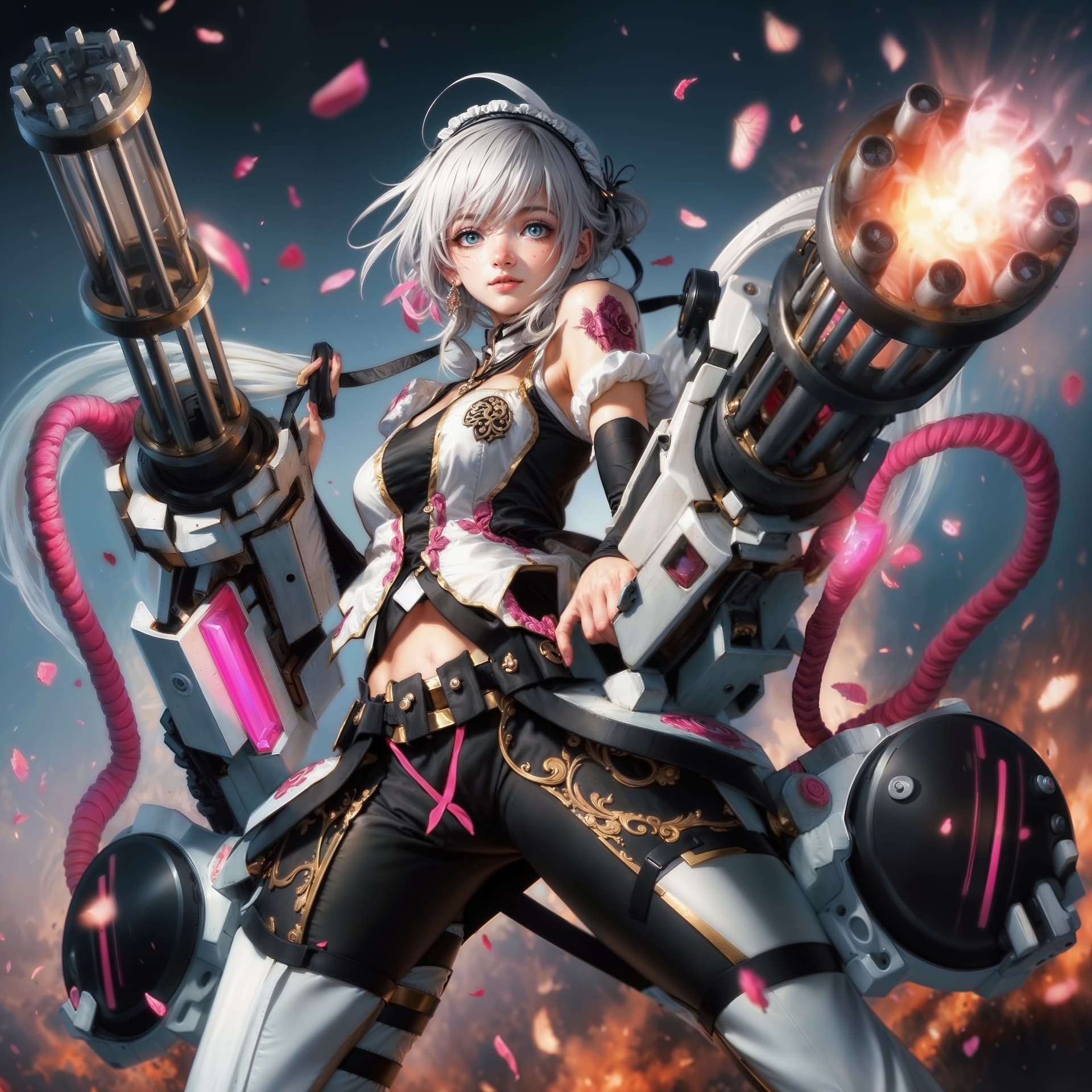 AI generated: A full body photo shot of a beautiful and breathtaking image of a ((genshin-Impact-🔫)) (woman) wear...
