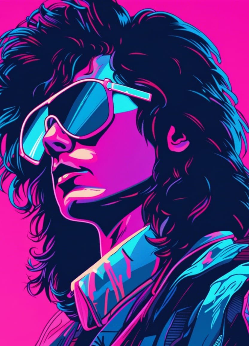 AI generated: a close up of a person wearing sunglasses, cyberpunk art, by Justin Gerard, digital art, eighties mi...