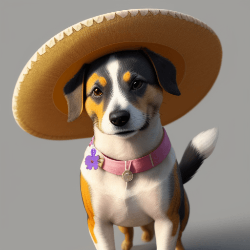 AI generated: un perrito con un sombrero de flor

