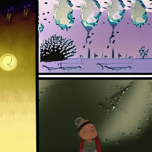 AI generated: Photo of art by studio ghibli,The content is the bottom quarter of the screen is a dilapidated villa...