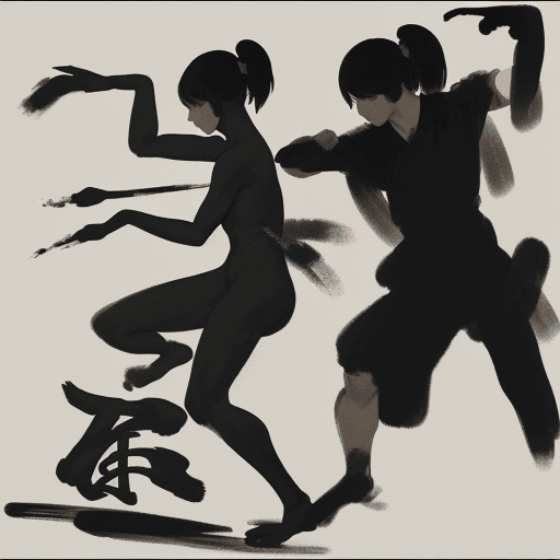 AI generated: china black brush painting, in the style of kazuki takamatsu, loose compositions, théodore géricault...