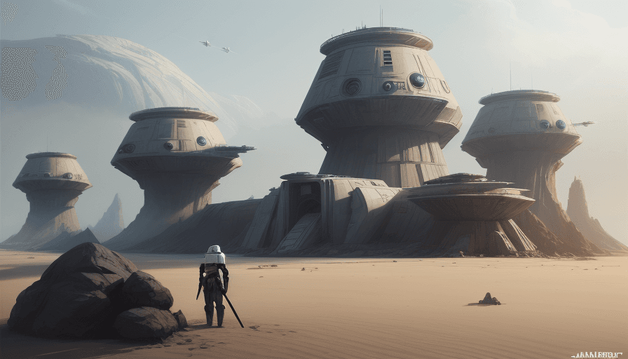 AI generated: enviroment concept art for star wars base, cinematic shot, oil painting by jama jurabaev, brush hard...