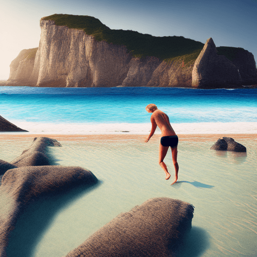 AI generated: High resolution photography beach landscape, couple of sports enthusiastics, with strong desire to t...