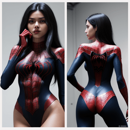 AI generated: Una mujer con ropa de spiderwoman pero con un diseño más original 