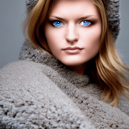 AI generated: masterpiece:1.1) , (ultra hi res:1.2) , picture of a woman, (fur sweater) , only latex pants, (blue)...