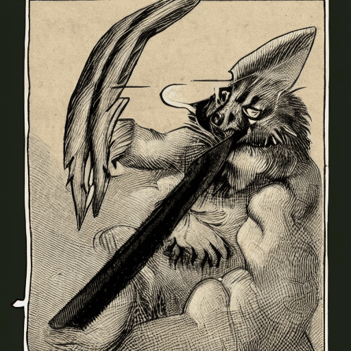 AI generated: finger, claws, head, sword