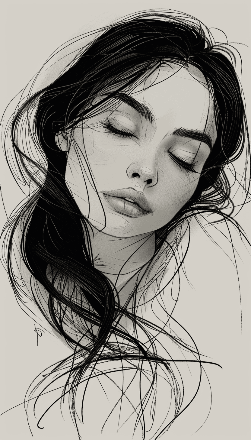 AI generated: drawing of a woman, in the style of video montages, nature-inspired art nouveau, soft-focus, i can't...