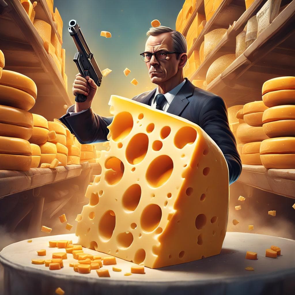 AI generated: Tell the story of a spy who infiltrates an exclusive cheese-themed heist, attempting to steal a top-...