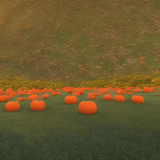 AI generated: A still from a 3d Disney movie landscape with field of pumpkins