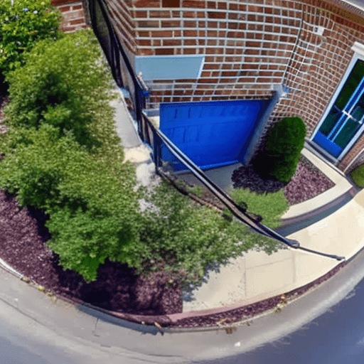AI generated: fisheye lends view of delivery man dropping a package in the front porch, hyper realism, high detail...