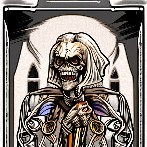 AI generated: crypt keeper from tales from the crypt, highly detailed, dark horror art, flat comic ink style