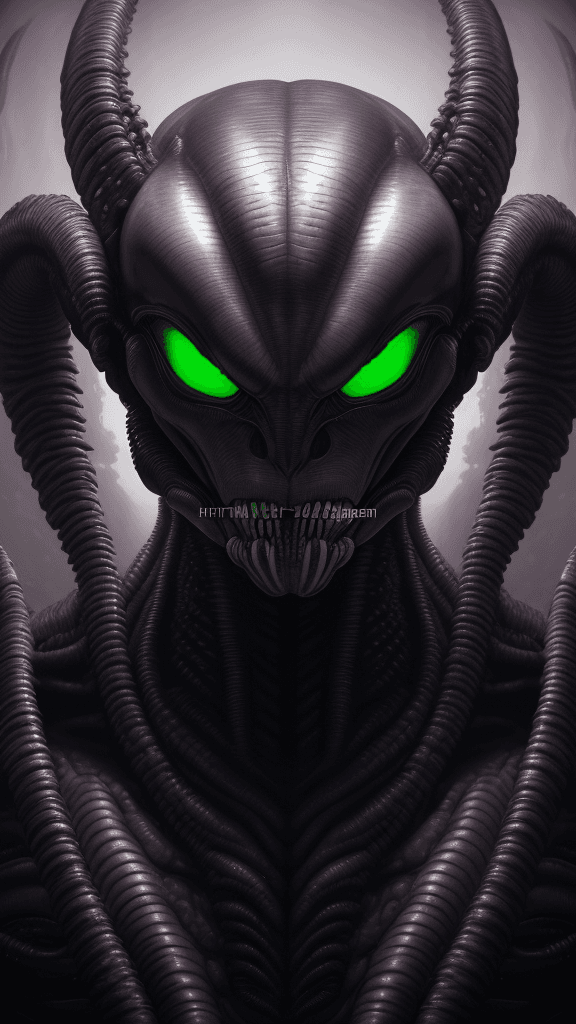 AI generated: intimidating complex Xenomorph rfktrstyle headshot portrait (alien) by H.R Gargar(best work ever a m...