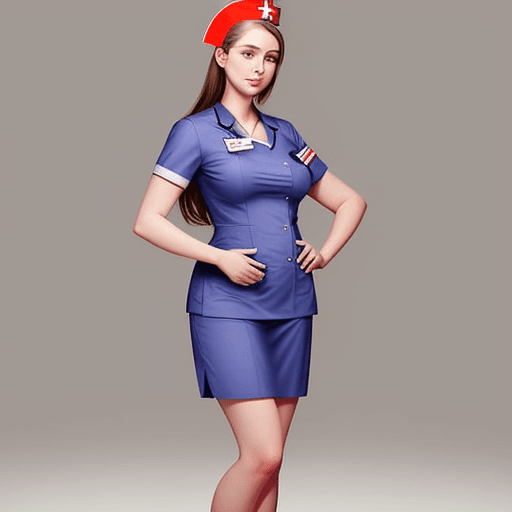 AI generated: Hyper realistic full body shot of a beautiful 21 year old lady in a nurse uniform