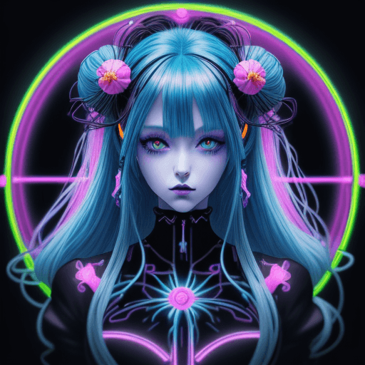 AI generated: masterpiece, centered, a drawing of a woman with hair ornaments, an anime drawing, featured on pixiv...