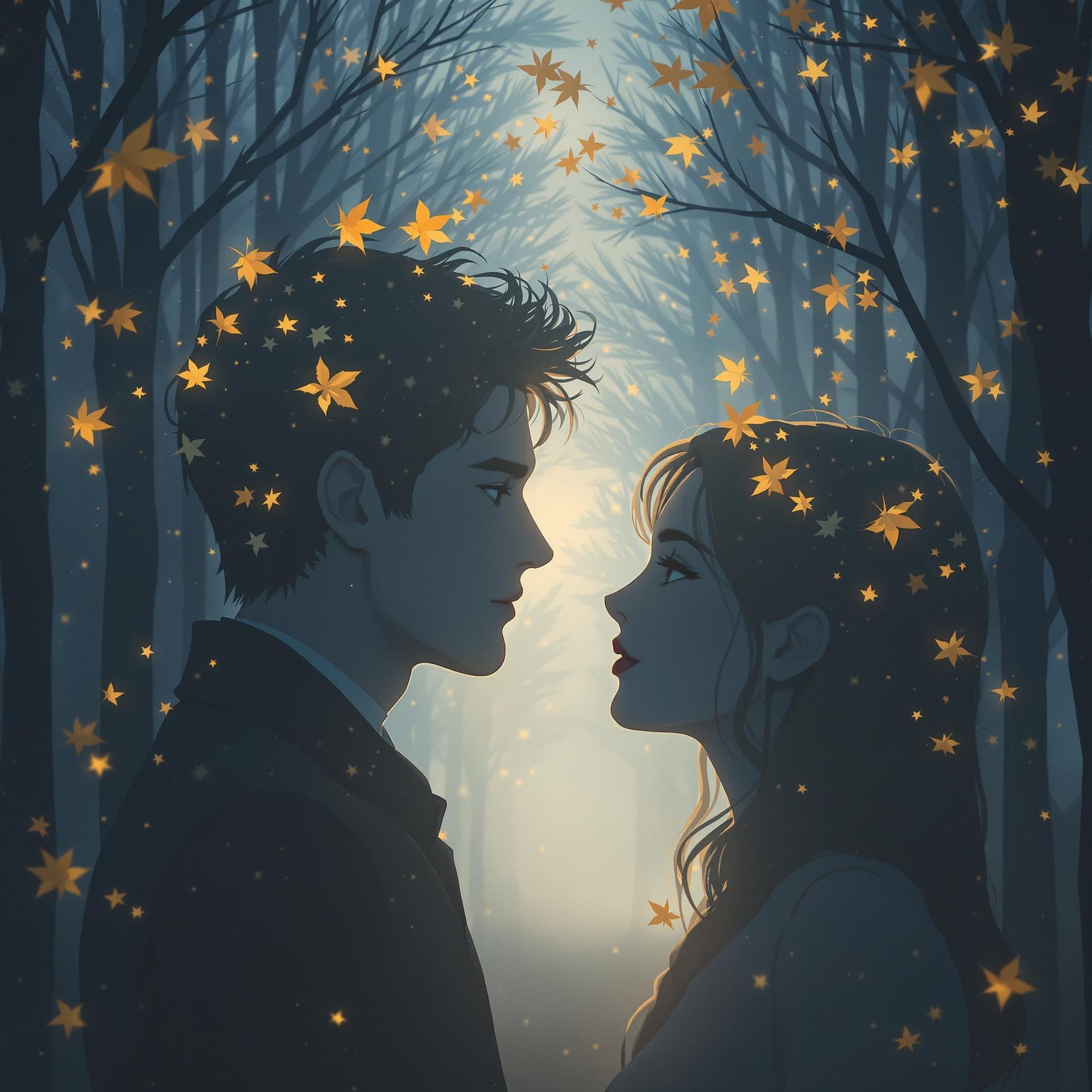 AI generated: Eine emotionale, filmische Illustration zum Song „Never Meant Goodbye“. Zwei Gestalten stehen in der...