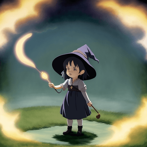 AI generated: Little Witch casting a wonderfull spell, Studio Ghibli, Niji Mode