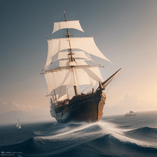 AI generated: Photo of a ultra realistic sailing ship, dramatic light, pale sunrise, cinematic lighting, battered,...