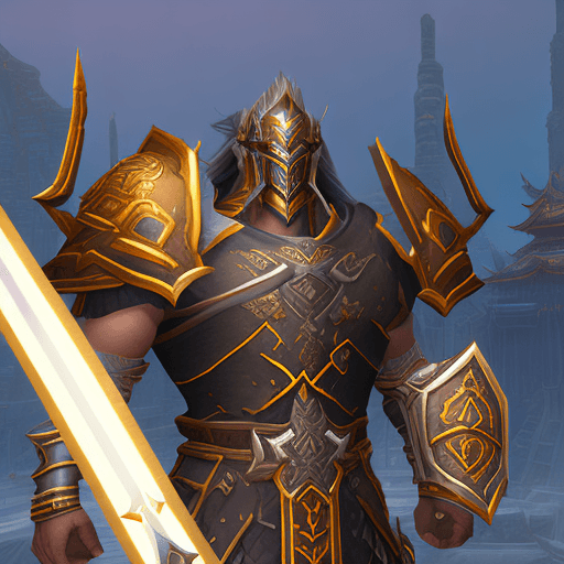 AI generated: Create a high-resolution 8k image of a Retribution Paladin from World of Warcraft, styled in vibrant...