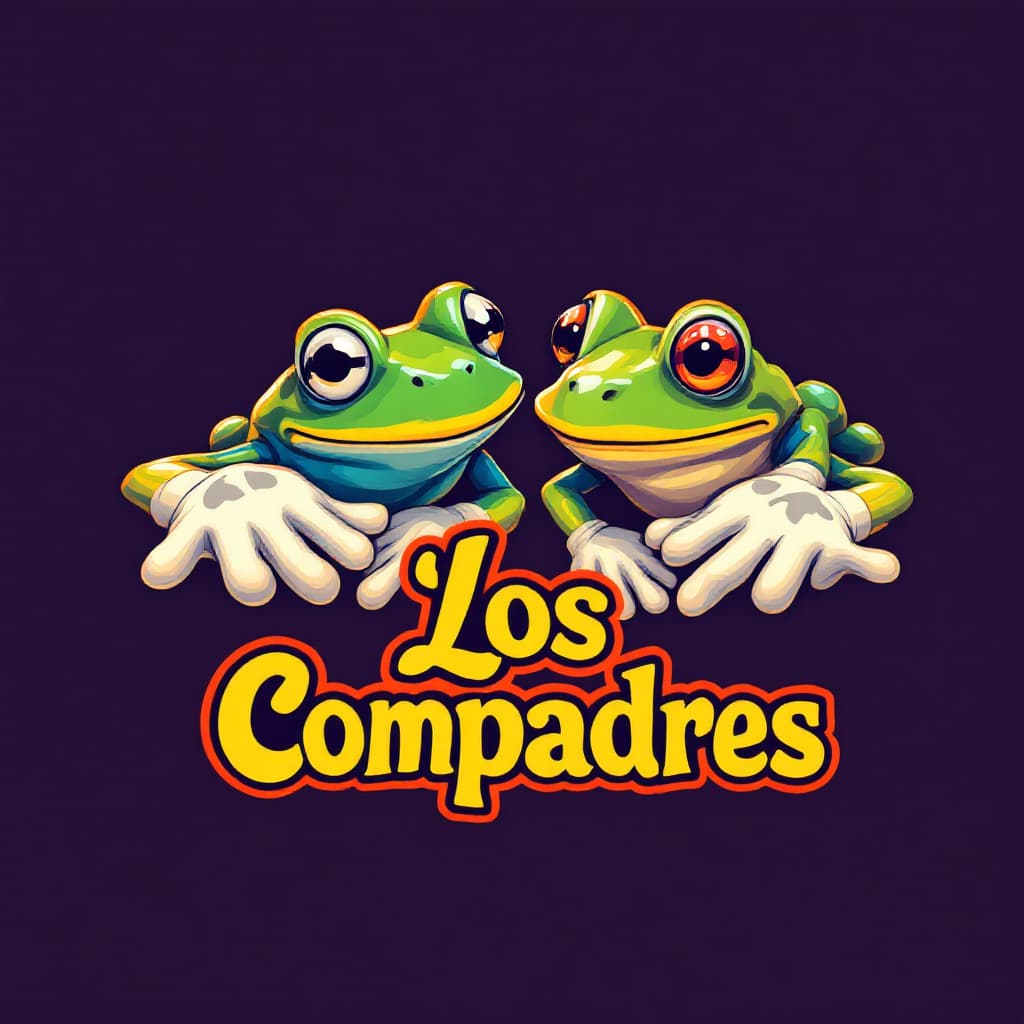 AI generated: draw two frogs 2D , Both frogs are wearing white gloves,hands whit four fingers and their bodies are...