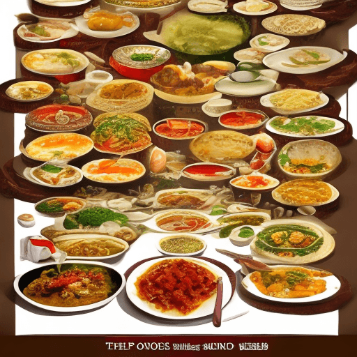 AI generated: The king, thousand dishes of food