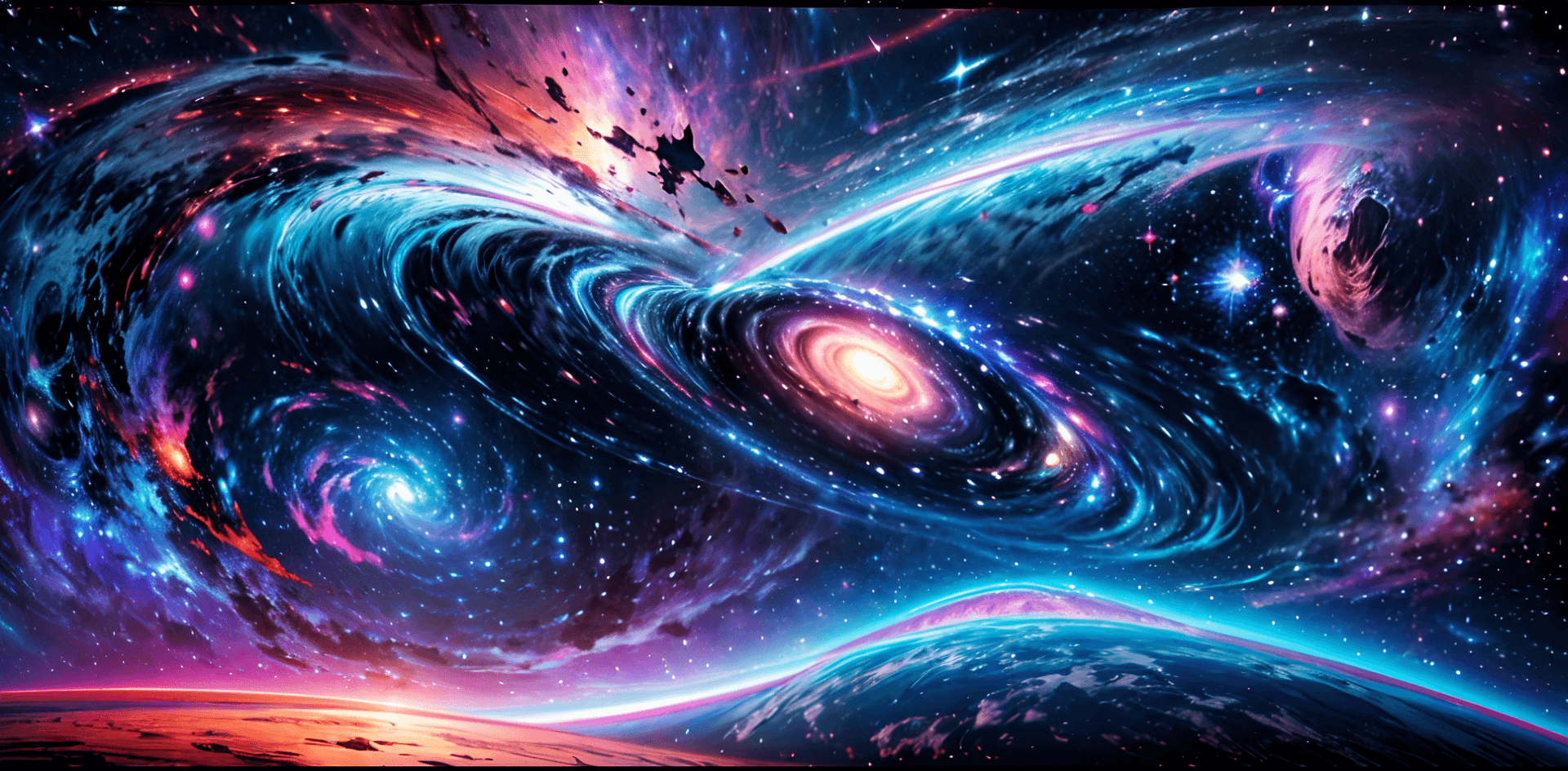 AI generated: wide shot, (best quality, 4k, 8k, highres, masterpiece:1.2), vast expanse of nebula, panoramic, vibr...
