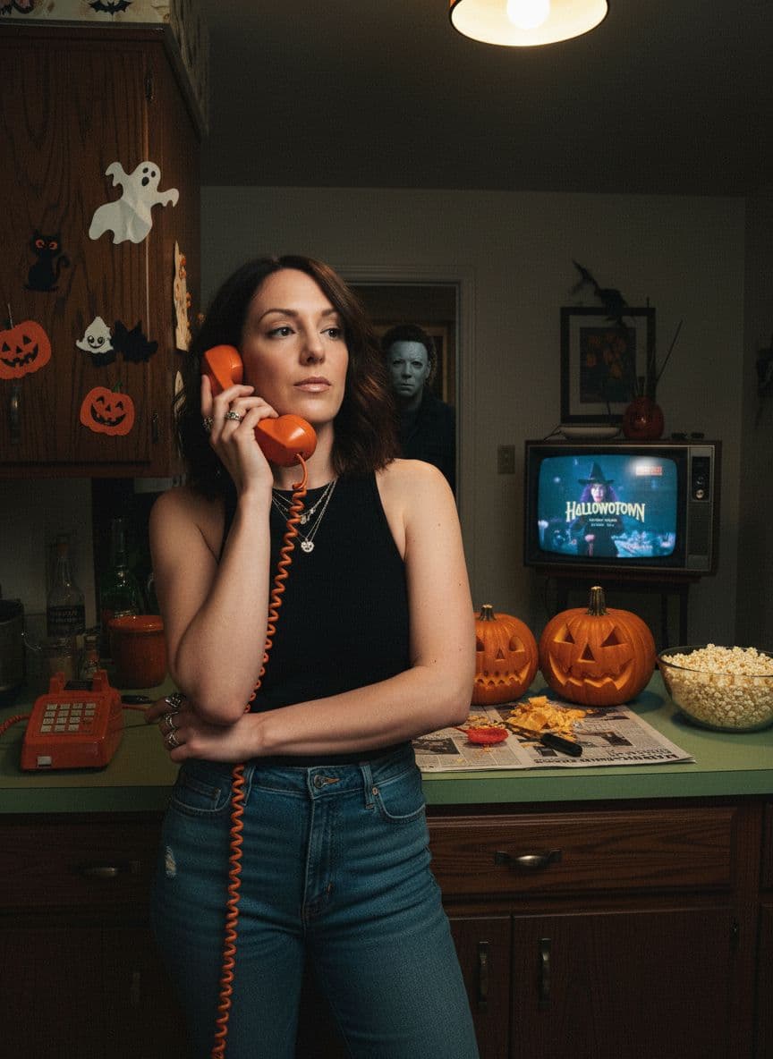 AI generated: Create a photo of me in a dreamy y2k style standing in a 70s style kitchen decorated with vintage ha...
