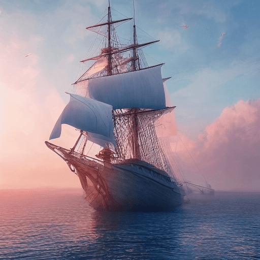 AI generated: Photo of a ultra realistic sailing ship, dramatic light, pale sunrise, cinematic lighting, battered,...