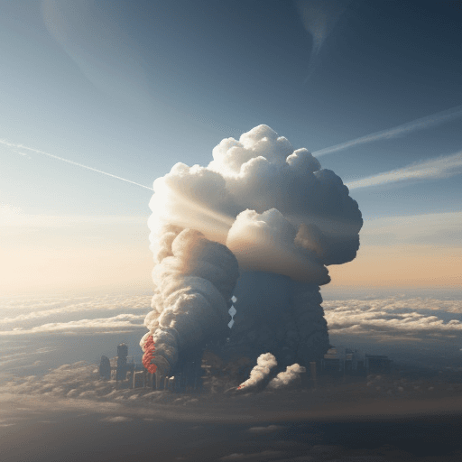 AI generated: realistic scenario of pollution in the sky, Southern Company logo on middle, 