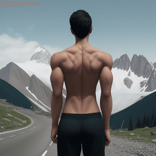 AI generated: a young man in his mid-20s, with his back, a reasonably athletic body, of someone who goes to the gy...