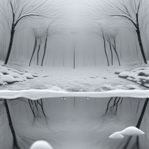 AI generated: raindrops reflect snow flake in the forest, snow cover the forest,white,winter,high quality, 3d, dre...