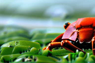 AI generated: mysterious crab, green background, comfortable scene
