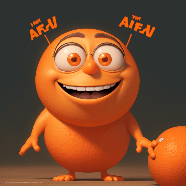 AI generated: A happy cartoon orange, Pixar Style, perfect composition, 8k artistic photography, photorealistic co...