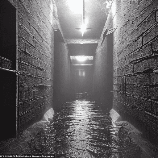 AI generated: The dark hallway, made entirely of stone, stretches out into a black void. The dripping of water can...